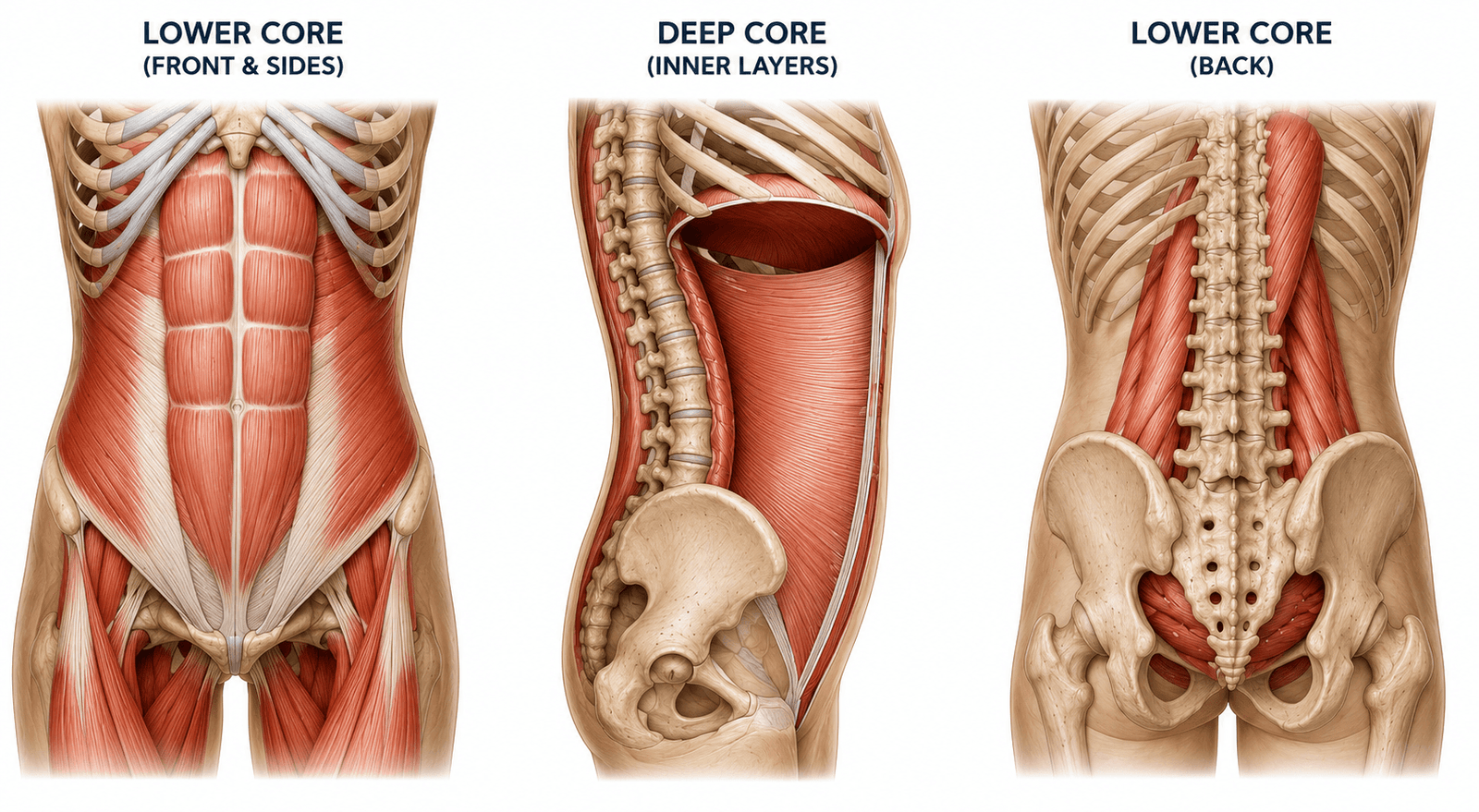 Anatomy of the deep abdominals and lower core 