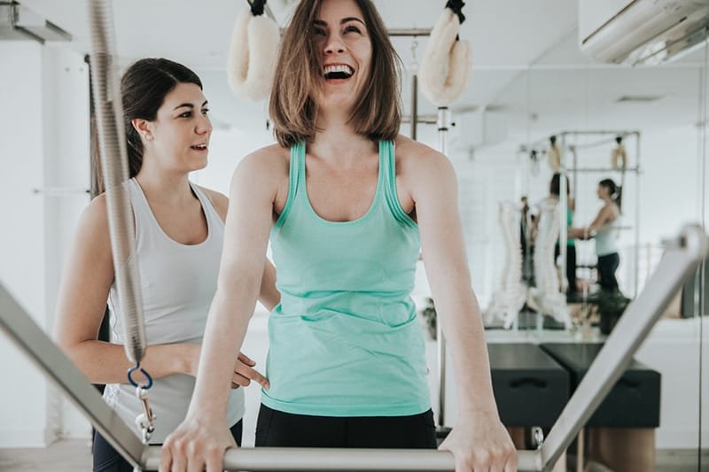 Pilates practitioners in the studio