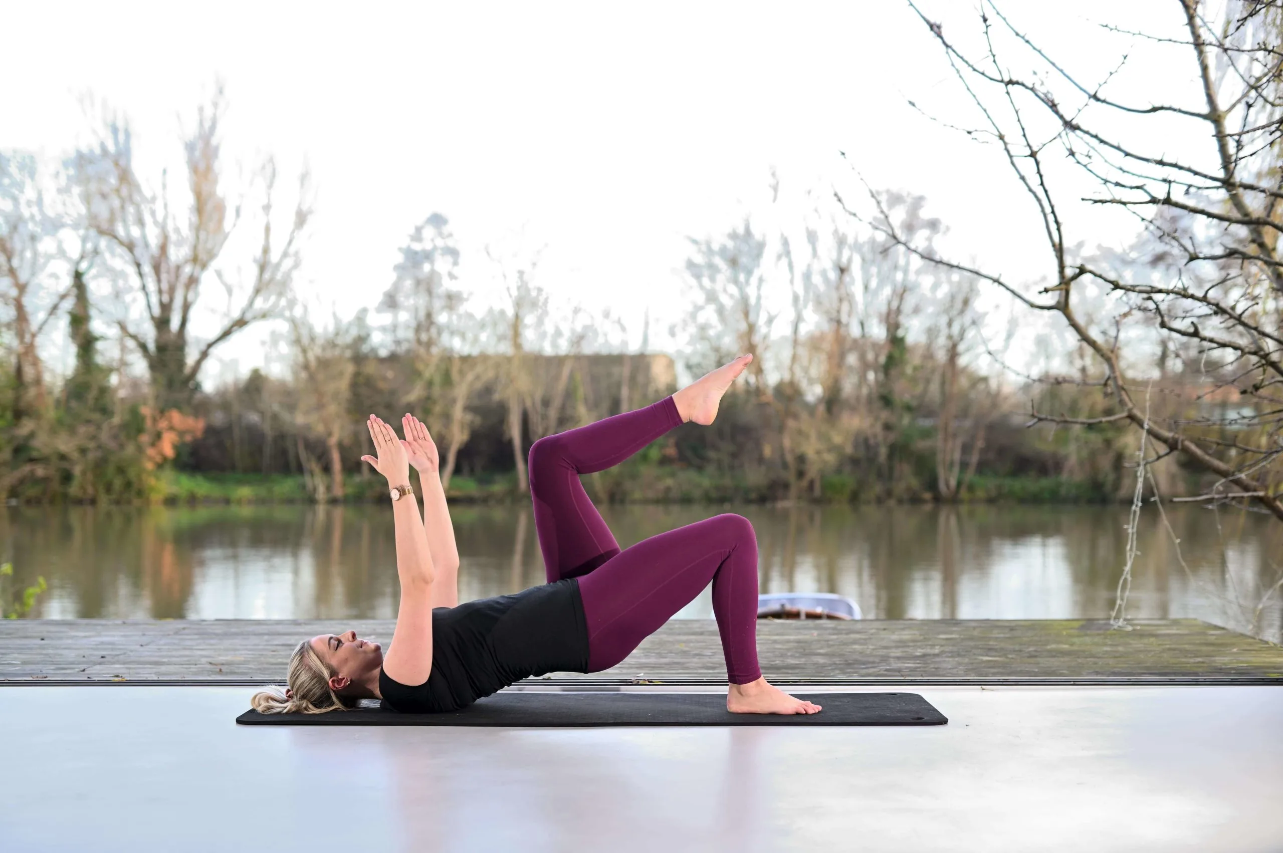 instructor doing pilates for hip pain relief