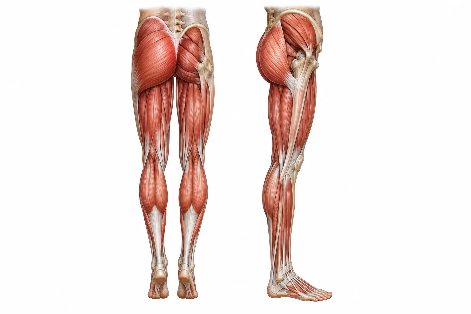 Posterior and Lateral view of the gluteal and hip muscle anatomy