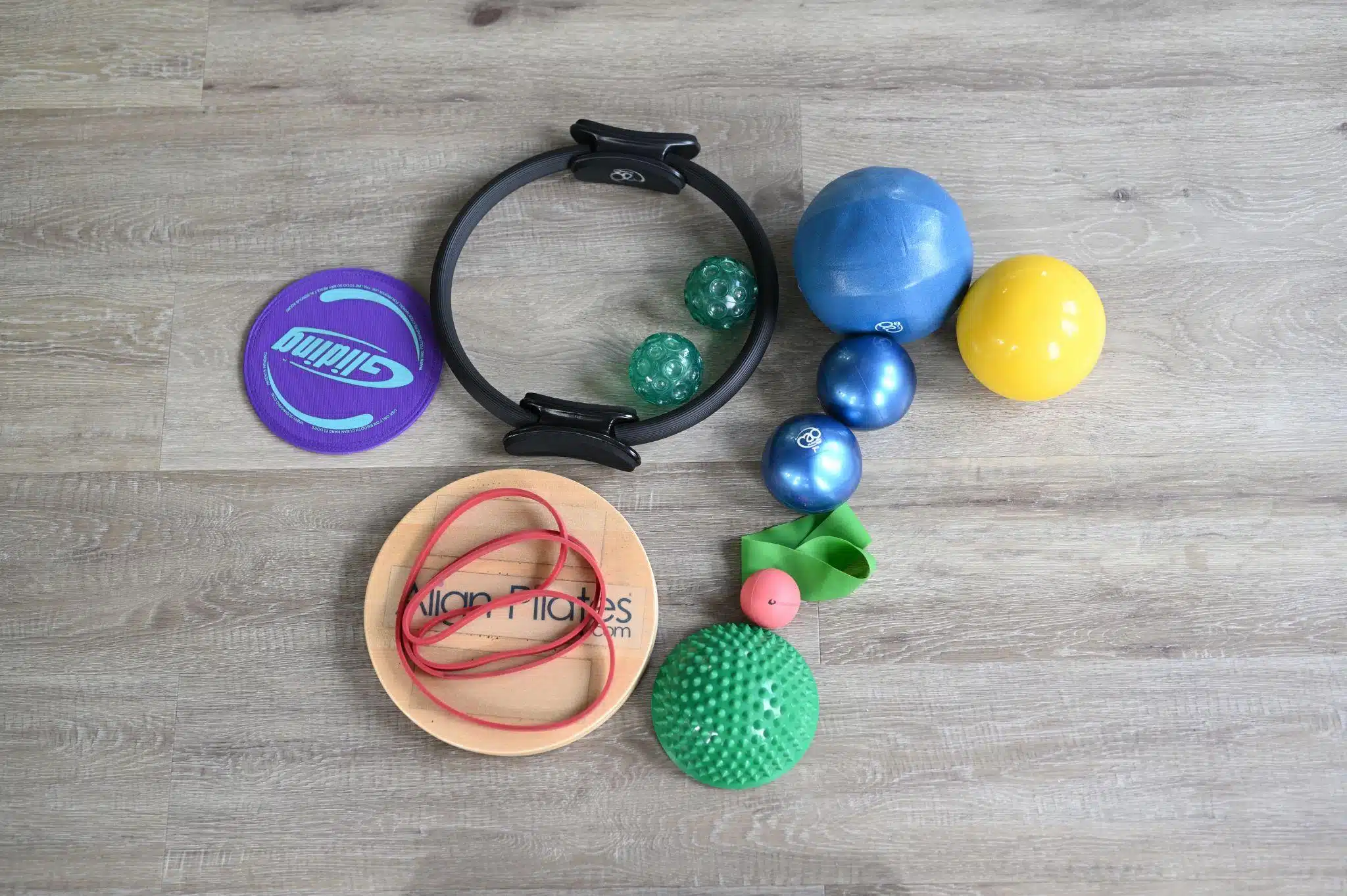 An assorted range of Pilates props